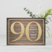 Rustique 90e anniversaire Invitation Parties scint (Debout devant)