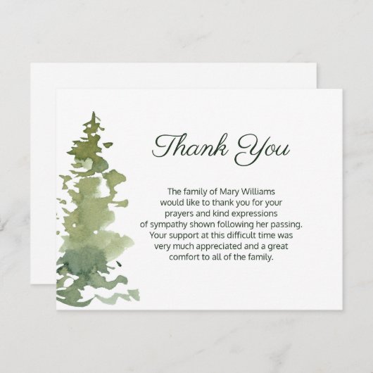 Rustique À feuillage persistant Funérailles Merci (Devant / Derrière)