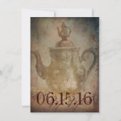 Rustique Antique Anglais Teapot Mariage Invitation (Dos)