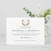 Rustique Antler | Invitation de mariage minimalist (Debout devant)