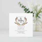 Rustique Antler & Vine | Invitation de mariage aqu (Debout devant)