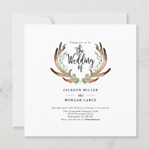 Rustique Antler & Vine   Invitation de mariage aqu