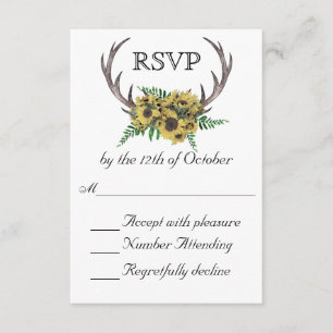 Rustique Antlers Boho Sunflowers Mariage RSVP