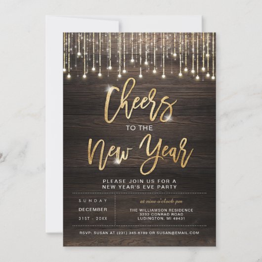 Rustique applaudit New Years Party Invitation (Devant)