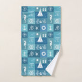 Rustique Aqua Blue Motif de contrôle nautique pers (Serviette à main)