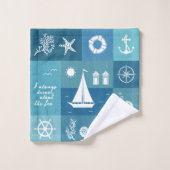 Rustique Aqua Blue Motif de contrôle nautique pers (Gant de toilette)
