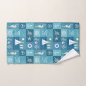 Rustique Aqua Blue Motif de contrôle nautique pers (Serviette à main)