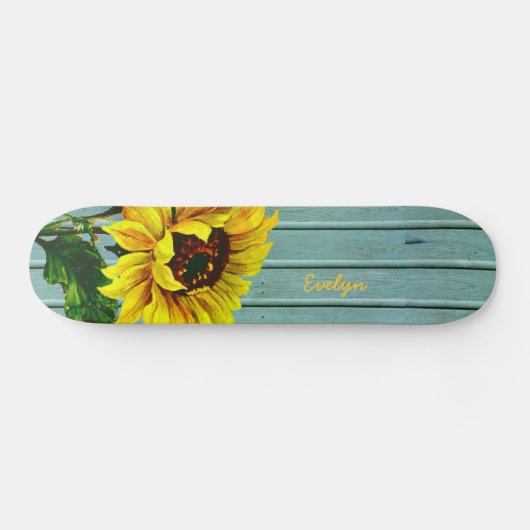 Rustique Aqua Boards Sunflower Custom Skateboard (Horz)
