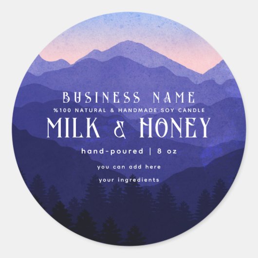 Rustique aquarelle Blue Mountain Étiquette (Devant)