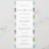 Rustique aquarelle rayures plage menu mariage (Devant)