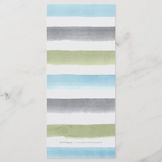 Rustique aquarelle rayures plage menu mariage (Dos)