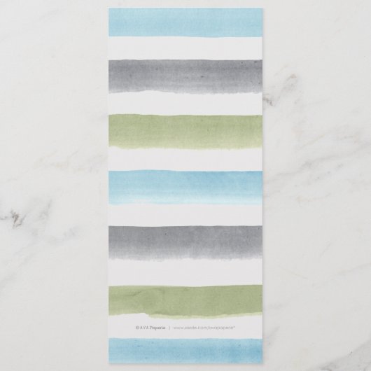Rustique aquarelle rayures plage menu mariage (Dos)