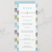 Rustique aquarelle rayures plage menu mariage (Devant / Derrière)