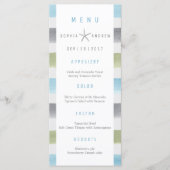 Rustique aquarelle rayures plage menu mariage (Devant)