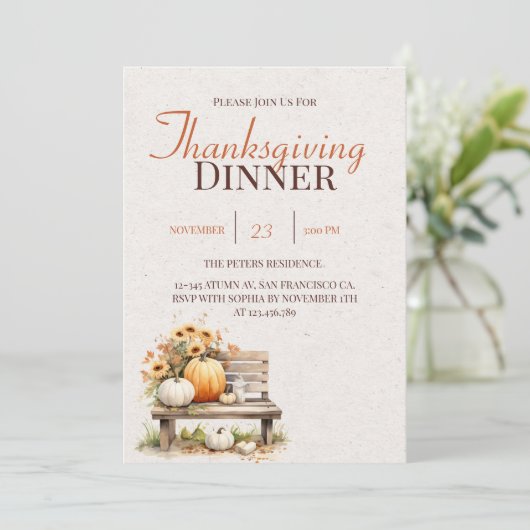 Rustique Automne Boho Thanksgiving Invitation (Debout devant)