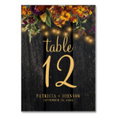 Rustique automne bois mariage numéro de table (Dos)