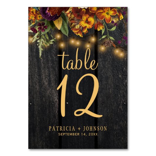 Rustique automne bois mariage numéro de table (Par défaut)