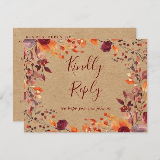 Rustique Automne Chanson Demande RSVP Carte Postal (Devant / Derrière)
