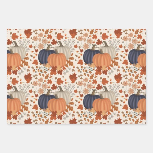 Rustique Automne Citrouille Feuille Fleur sauvage (Devant)