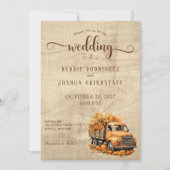 Rustique Automne Faire-part de mariage Camion Auto (Devant)