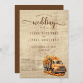 Rustique Automne Faire-part de mariage Camion Auto (Devant / Derrière)