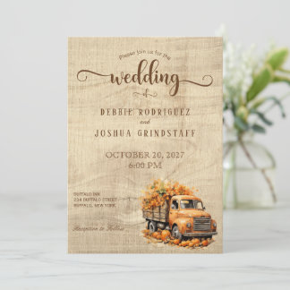 Rustique Automne Faire-part de mariage Camion Auto