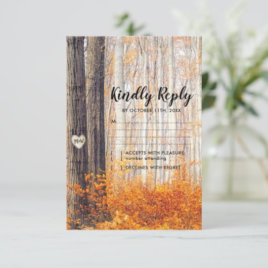 Rustique Automne Feuilles Mariage RSVP (Debout devant)