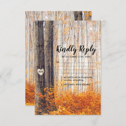 Rustique Automne Feuilles Mariage RSVP (Devant / Derrière)