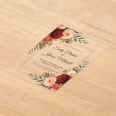 Rustique Automne Floral Acrylique Faire-part de ma (Poser)