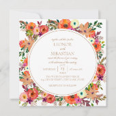 Rustique Automne Floral Carré Faire-part de mariag (Devant)