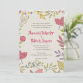 Rustique Automne Floral Faire-part de mariage auto (Debout devant)