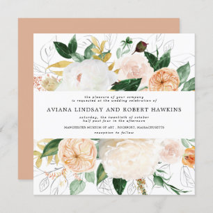 Rustique Automne Floral Faire-part de mariage d'aq