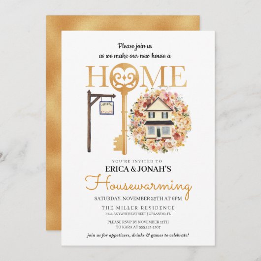 Rustique Automne Floral Invitation au réchauffemen (Devant / Derrière)