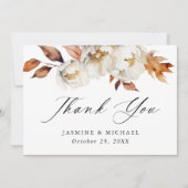 Rustique Automne Floral Mariage Merci (Devant)