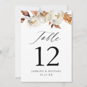 Rustique Automne Floral Mariage Numéro de table (Devant)