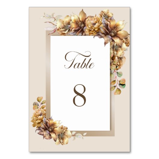 Rustique Automne Floral Mariage Numéro de table (Dos)