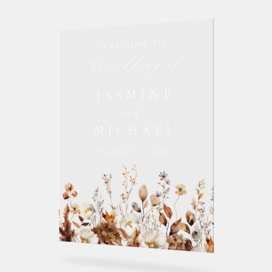 Rustique Automne Floral Meadow Mariage Bienvenue (Angle)