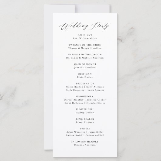 Rustique Automne Floral Wedding Programme (Dos)
