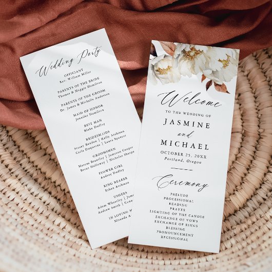 Rustique Automne Floral Wedding Programme