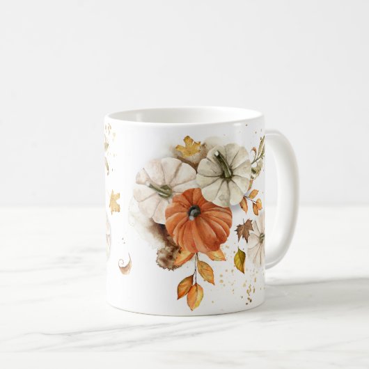 Rustique Automne Harvest Citrouille café Mug (Devant droit)