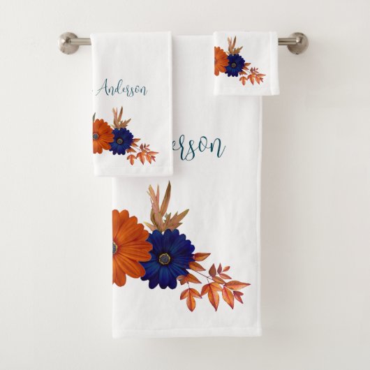 Rustique Automne Orange Navy Bleu Floral (En situation)