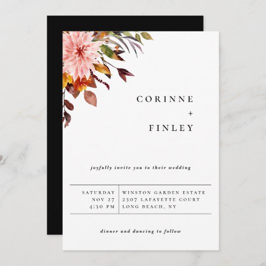 Rustique Autumn Bouquet Mariage Faire-part (Devant / Derrière)