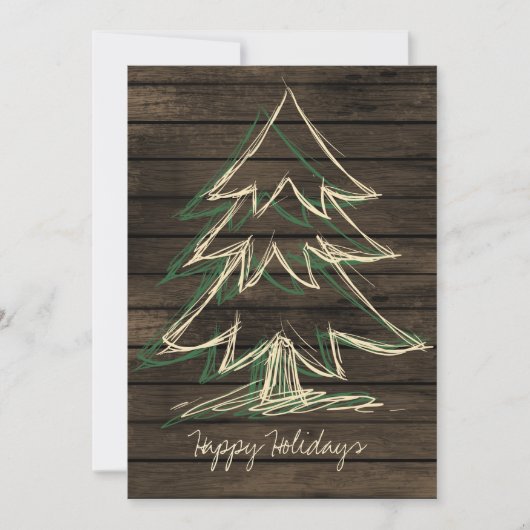 Rustique Barnwood Pine Tree carte de vacances (Devant)