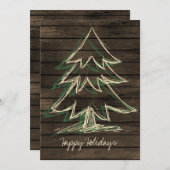 Rustique Barnwood Pine Tree carte de vacances (Devant / Derrière)