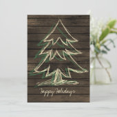 Rustique Barnwood Pine Tree carte de vacances (Debout devant)