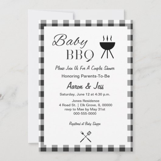 Rustique BBBQ Couples Baby shower Invitation (Devant)