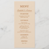 Rustique Beige Terra Cotta Automne Menu Mariage (Devant)