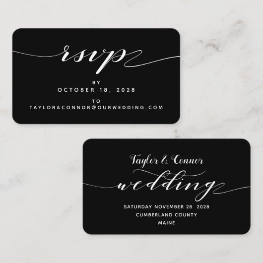 Rustique Blacksmith Calligraphie RSVP Carte en lig (Devant / Derrière)