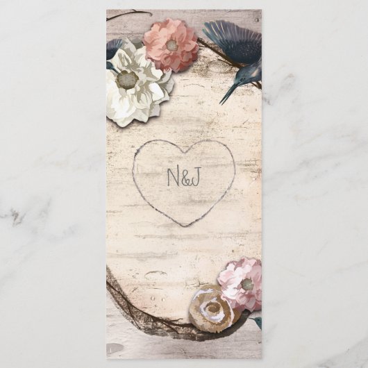Rustique Blanc Birch Floral & Hummingbird Menu (Dos)