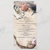 Rustique Blanc Birch Floral & Hummingbird Menu (Devant / Derrière)